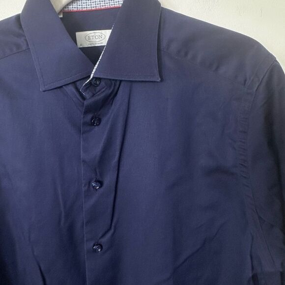 ETON Navy Blue Men’s Dress Shirt 41/16 - Picture 2 of 7